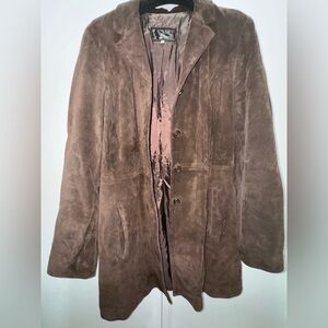 MR Florence Italy Chocolate Brown Real Suede Coat perfect! Size 44 made in Italy